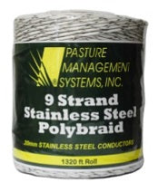 1320' 9 Strand Stainless Steel White Poly Braid